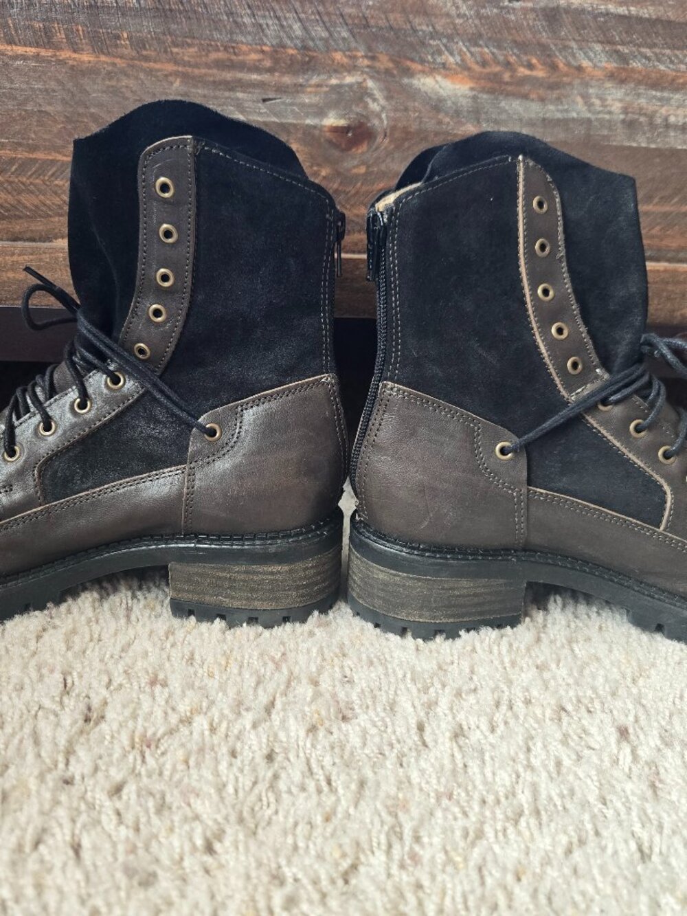 Casta "The Missy" Leather & Suede Combat Boots Brown Black EU Size 38 / Women’s